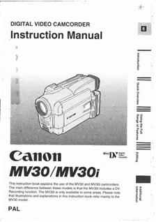 Canon MV 30 manual. Camera Instructions.